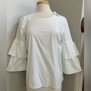 NWT’s J Crew Mercantile 8 White Ruffle Sleeve Blouse